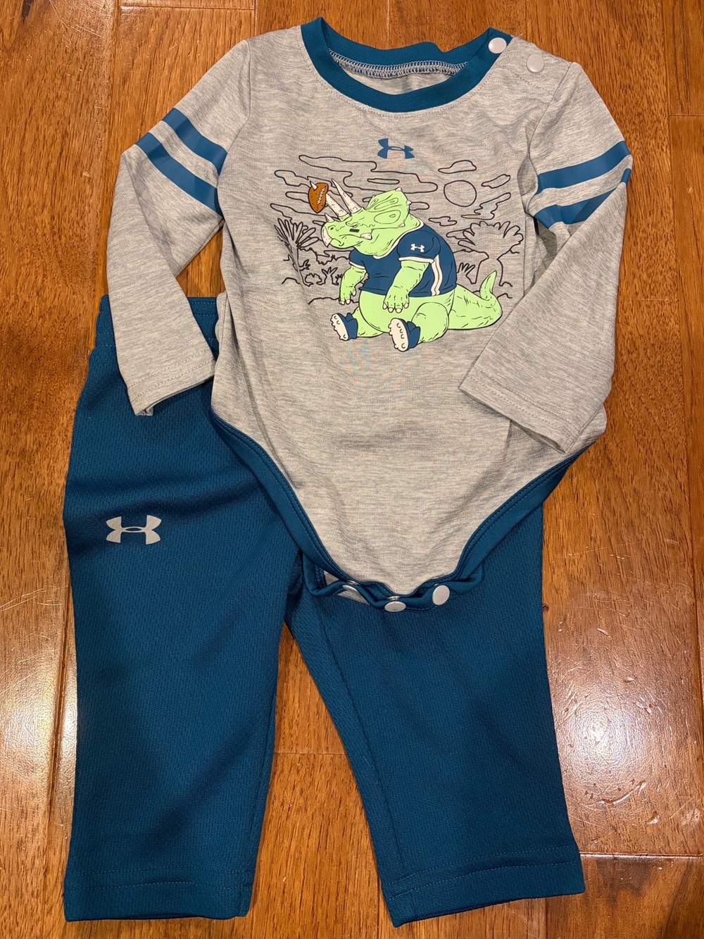 Under Armour Teal and Gray Dinosaur Two-Piece Set